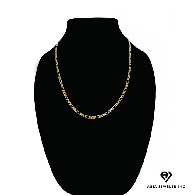 Cadena Figaro de oro de 14 quilates, el mejor regalo unisex para mujeres, hombres, novio, novia, collar marinero de oro de 14 quilates de Aria Jeweler