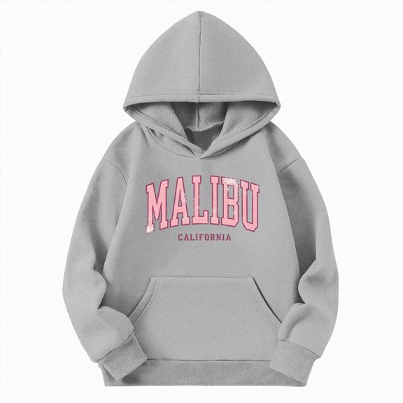 Leey-World Toddler Zip Up Jacket Girl's Preppy Letter Graphic Hoodie Hooded Long Sleeve Sweatshirts Cute Pullover Tops(Grey,11-12 Years)