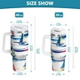 thumbnail image 6 of Yayeee 40oz Stainless Steel Tumbler with Straw and Handle Double-Wall Insulated Travel Water Bottle, Hand Drawn Sailboats, 6 of 8