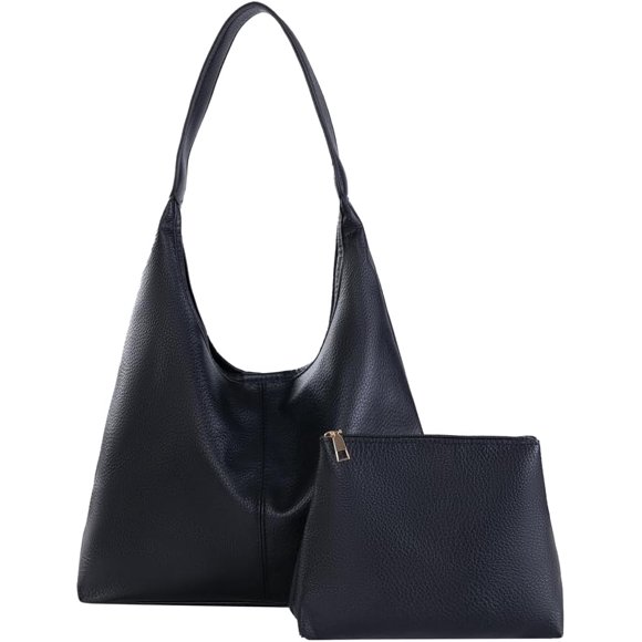 LHSHIDU Slouchy Bags for Women Retro Vegan Leather Purse Luxury Designer Shoulder Bag Fashion Shopping Tote Bag 2pcs