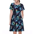 thumbnail image 1 of Balery Blue Butterfly Vestidos sueltos de manga corta para mujer, vestidos de verano 2025, vestidos casuales de corte A con vuelo., 1 of 6