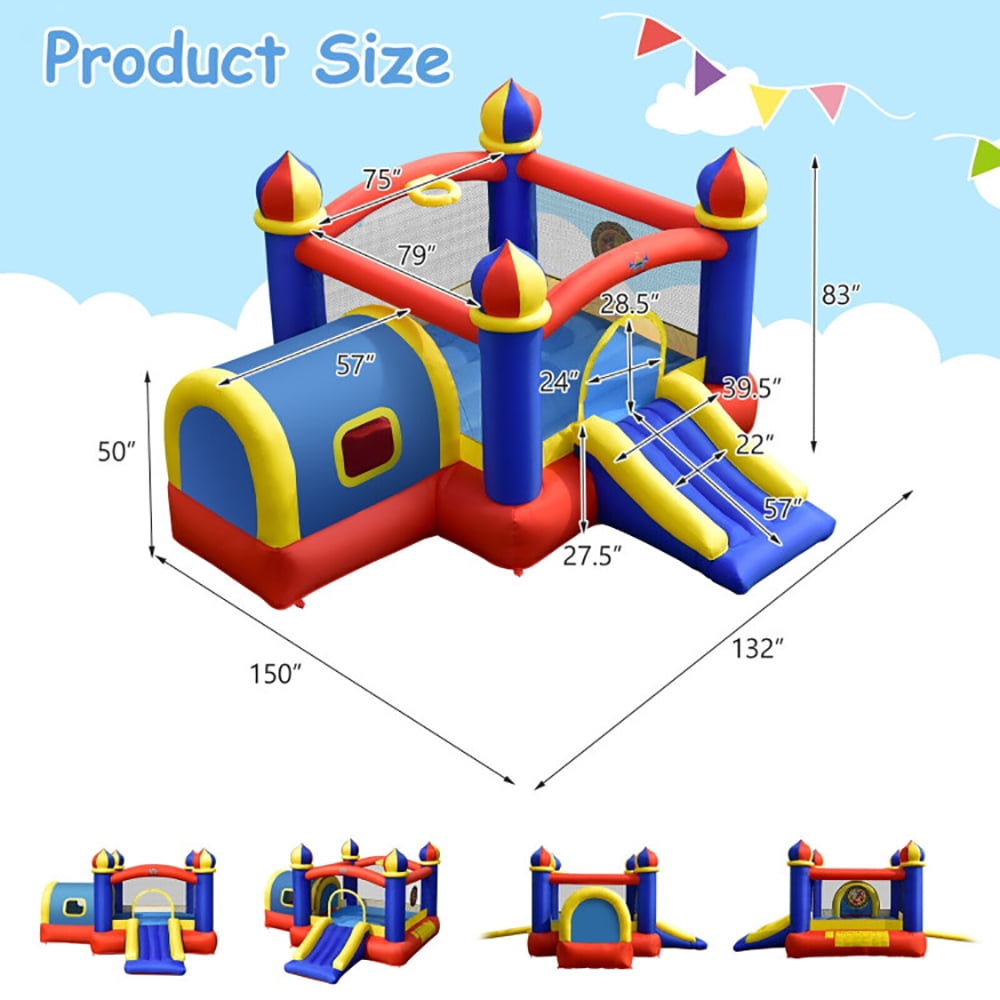 Aimee Lii Inflatable Castle Kids Bounce House with Slide Jumping, Playhouse for Kids Outdoor