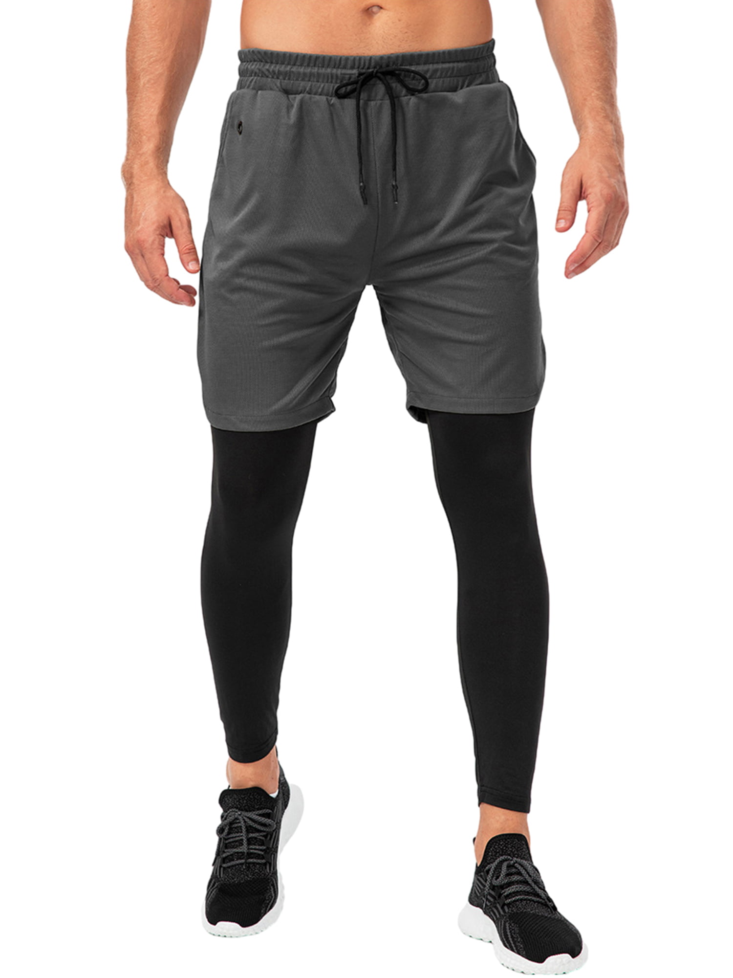  Men's 2 in 1 Running Pants, Gym Workout Compression Pants for  Men Training Athletic Pants Black : Clothing, Shoes & Jewelry