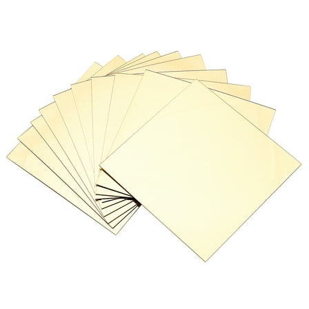 10 pc 10pcs 15x15cm Mirrors for Wall Square Mirror Tiles Self Adhesive Acrylic Frameless Flexible Decorative Mirror Wall Stickers Decal for Home Bathroom Bedroom Office Decor (Gold)