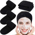 thumbnail image 1 of Diadema facial de spa, diadema de tela de rizo, diadema suave ajustable para lavado de cara, ducha, maquillaje y deporte (negro, paquete de 6), 1 of 5
