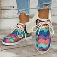 thumbnail image 2 of Rokment Christmas Snow Boots for Women 2025 Winter Xmas Festival Fleece Lined Wide Width Combat Flat Warm Fold over Ankle Booties Sky Blue Size 7.5, 2 of 5