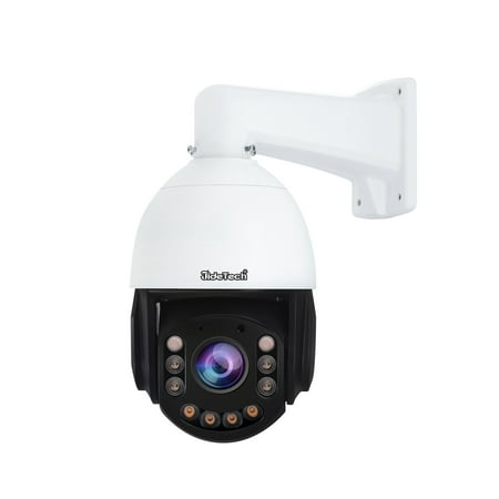 JideTech 8MP POE Surveillance Camera, PTZ IP Camera Outdoor with 20x Optical Zoom, Detection Alarm, 360°/90° Swivel, Night Vision in Colour, 2-Way Audio, IP66, 256G SD Slot