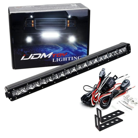 Lower Grille 20-Inch LED Light Bar For 09-13 GMC Sierra 1500 & 08-14 2500 3500 HD, Includes (1) 100W LED Lightbar, Lower Bumper Opening Mount Brackets & On/Off Switch Wiring