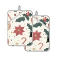 thumbnail image 7 of Yayeee Pot Holders Kitchen Heat Resistant with Pocket 7"x9.8" Cotton Oven Cooking Hot Pads, Beige Christmas Candy Canes, 7 of 7