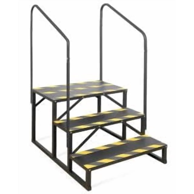 Kojooin 3 Step RV Stairs with Handrail, Portable Metal RV Steps with Non-Skid Tapes for Camper, Pool or Indoor Outdoor Use