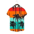 thumbnail image 7 of Erwazi Men's Hawaii Printed Cotton Linen Shirt Short Sleeve Collared Button Down Casual Shirt with Chest Pocket, 7 of 7