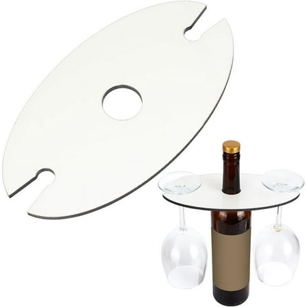 1pc Wood Wine Holder Wine Bottle & Glass Holder for Two Glasses & Bottle Oval Drying Rack Freestanding Stemware Storage Stand Holds for Home Decoration Kitchen