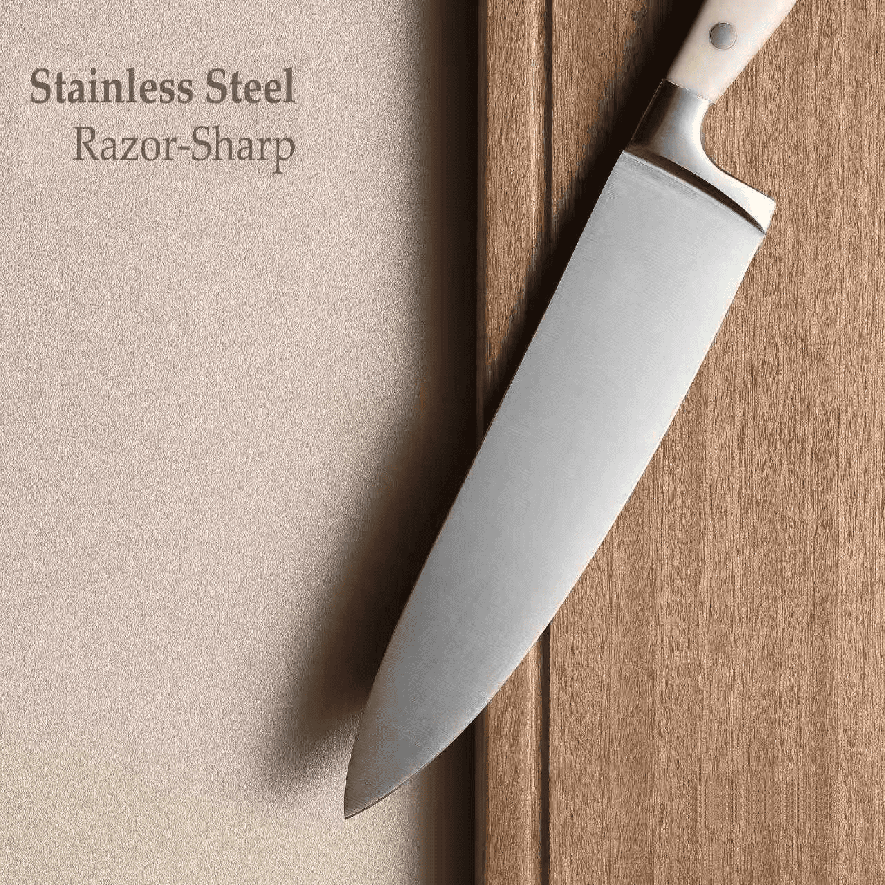 Jozram 14 Pcs Knife Set with Wooden Block Stainless Steel Knives with Ergonomic Handle, Forged