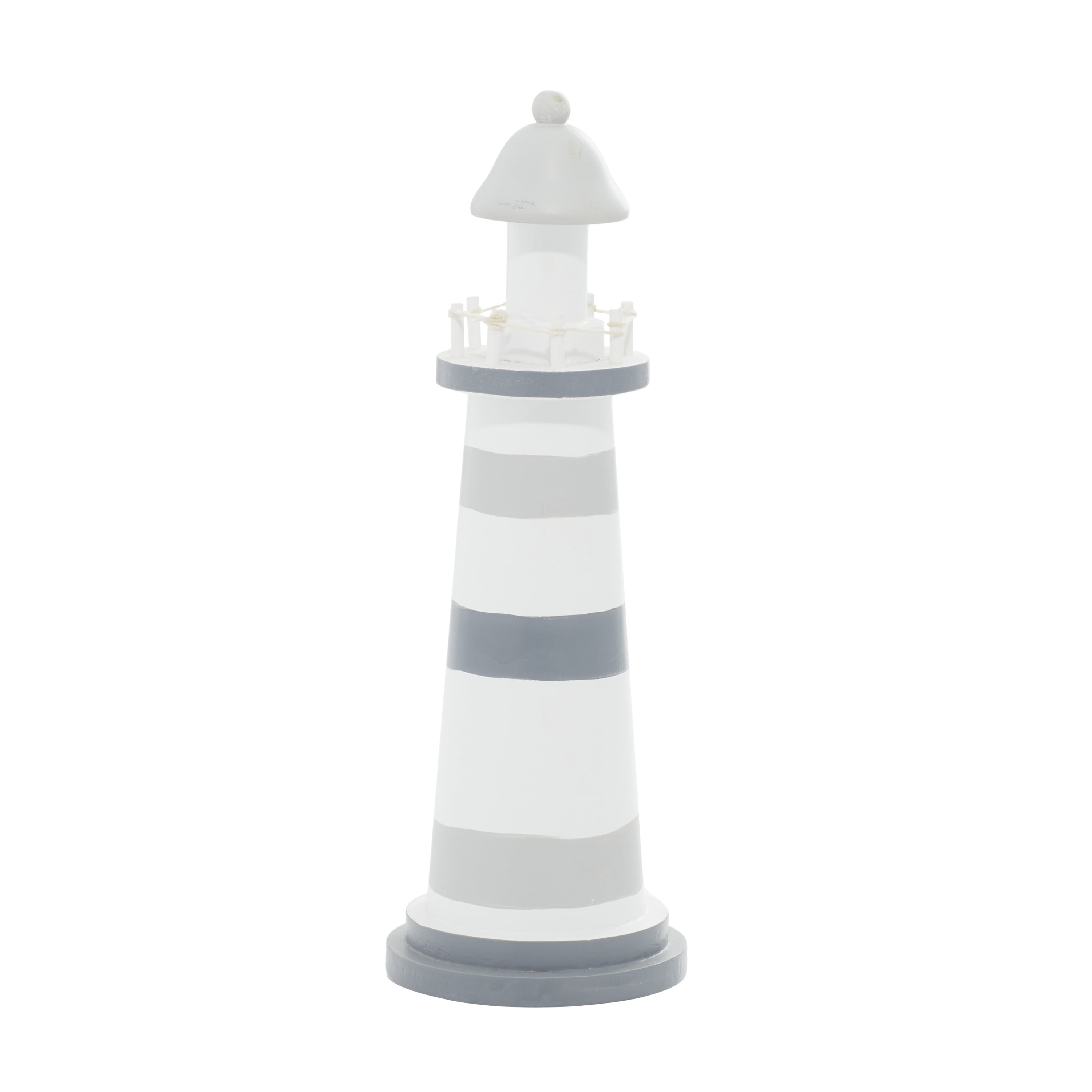 4" x 13" Gray Wood Light House Sculpture, by DecMode