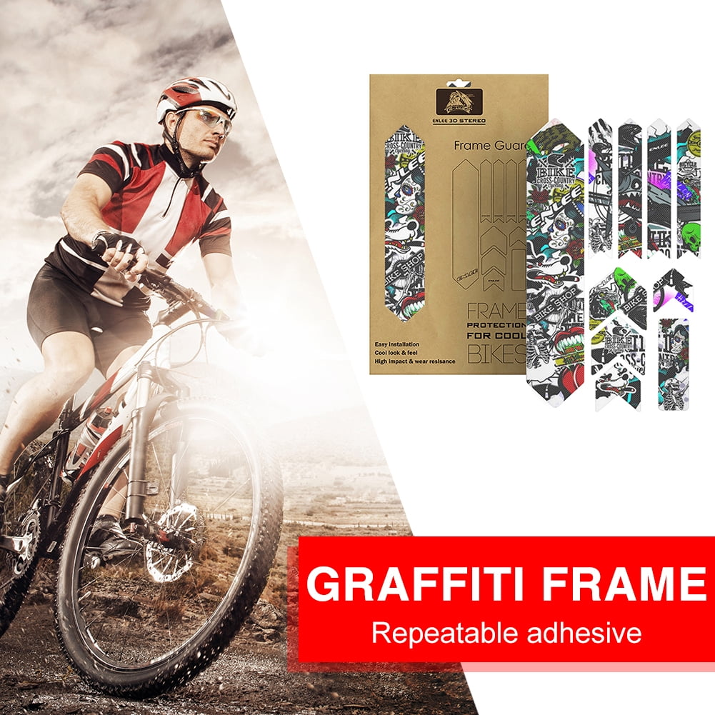 BLEEUS 3D Protective Stickers Mtb Road Bike Frame Sticker Cycling Essentials (Frame Graffiti)