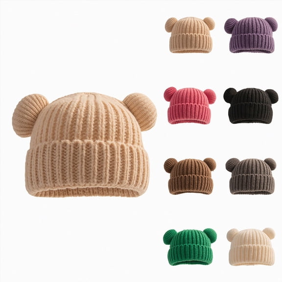WUANDIXFA Winter Beanie Newborn Baby Hats Bear Ears Preemie Caps Baby Boy Girl Infant Hospital Beanie,Purple,1-10 Years