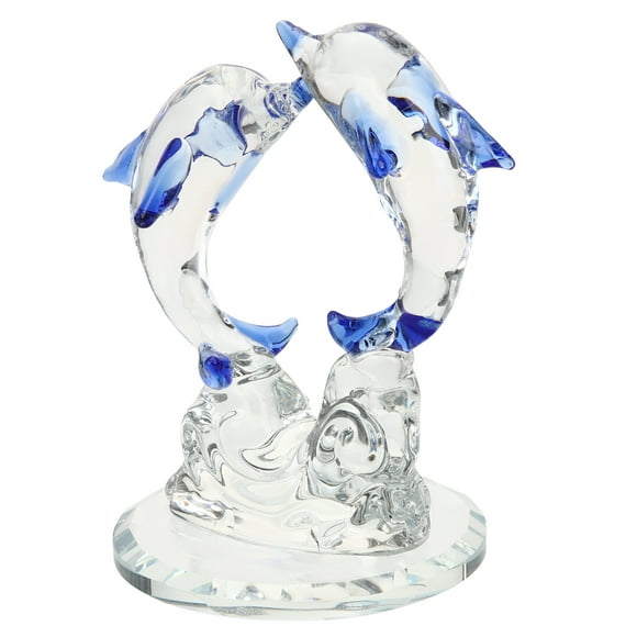 Dolphin Ornament White Crystal Transparent Indoor Desktop Decor 1Pcs 4.13X3.94X2.76In
