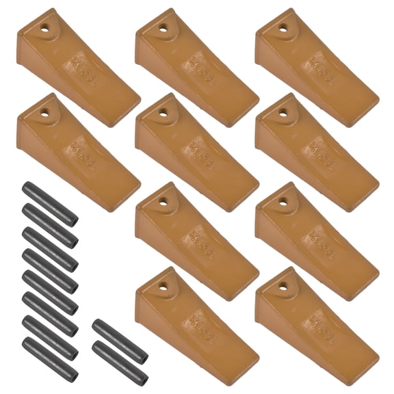GELUOXI Set of 10 X156L Long Bucket Teeth with P156 Roll Pins Alloy Steel for Skid Steer and Mini Excavators