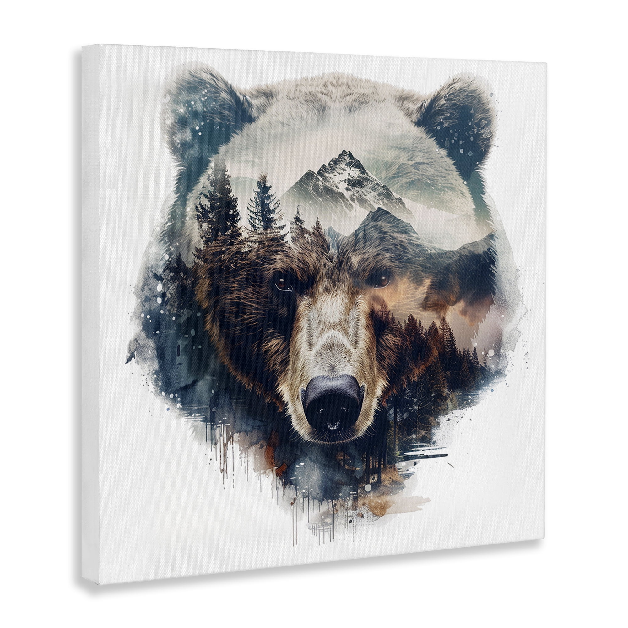 Stupell Industries Bear Head Silhouette Animals Painting Wrapped Canvas Art Print Wall Art, 36 x 36