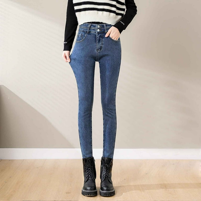 JDEFEG Size 20 Pants for Women Winter High Waist Jeans Women's Flesh Slim  Slim Student Versatile Leggings Thickened Women's Long Pants Dress Leggings