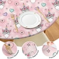 thumbnail image 4 of Pink Cartoon Unicorn Heart Flower Pattern Round Fitted Tablecloth with Elastic Edge,Dining Table Cover Waterproof,Outdoor Round Tablecloth for Camping,Dining,Indoor and Outdoor, 4 of 7