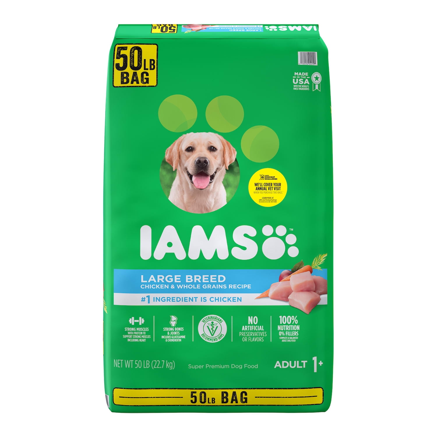 IAMS Adult Large Breed Healthy Dry Dog Food Chicken Dog Kibble 50 Lb 