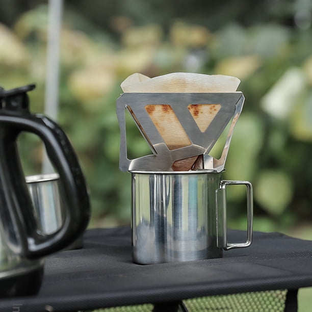 Taza de filtro de café de acero inoxidable, gotero portátil plegable, estante de goteo, 2 uds. Likrtyny Para estrenar