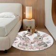 thumbnail image 3 of Round Area Rug 4ft, Easter Watercolor Rabbit with Bow Non-Shedding Washable Area Rug, Spring Pink Flower Butterfly Non Slip Low-Profile Circle Rugs for Living Room, Bedroom Dining Room, 3 of 9