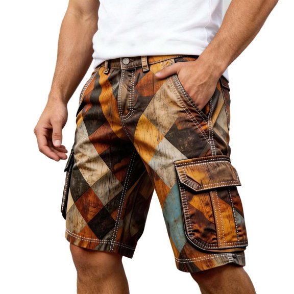 CONZONE Mens Cargo Shorts Buttons Summer Shorts For Men Camouflage Lightweight Loose Fit Outdoor Shorts With Pockets