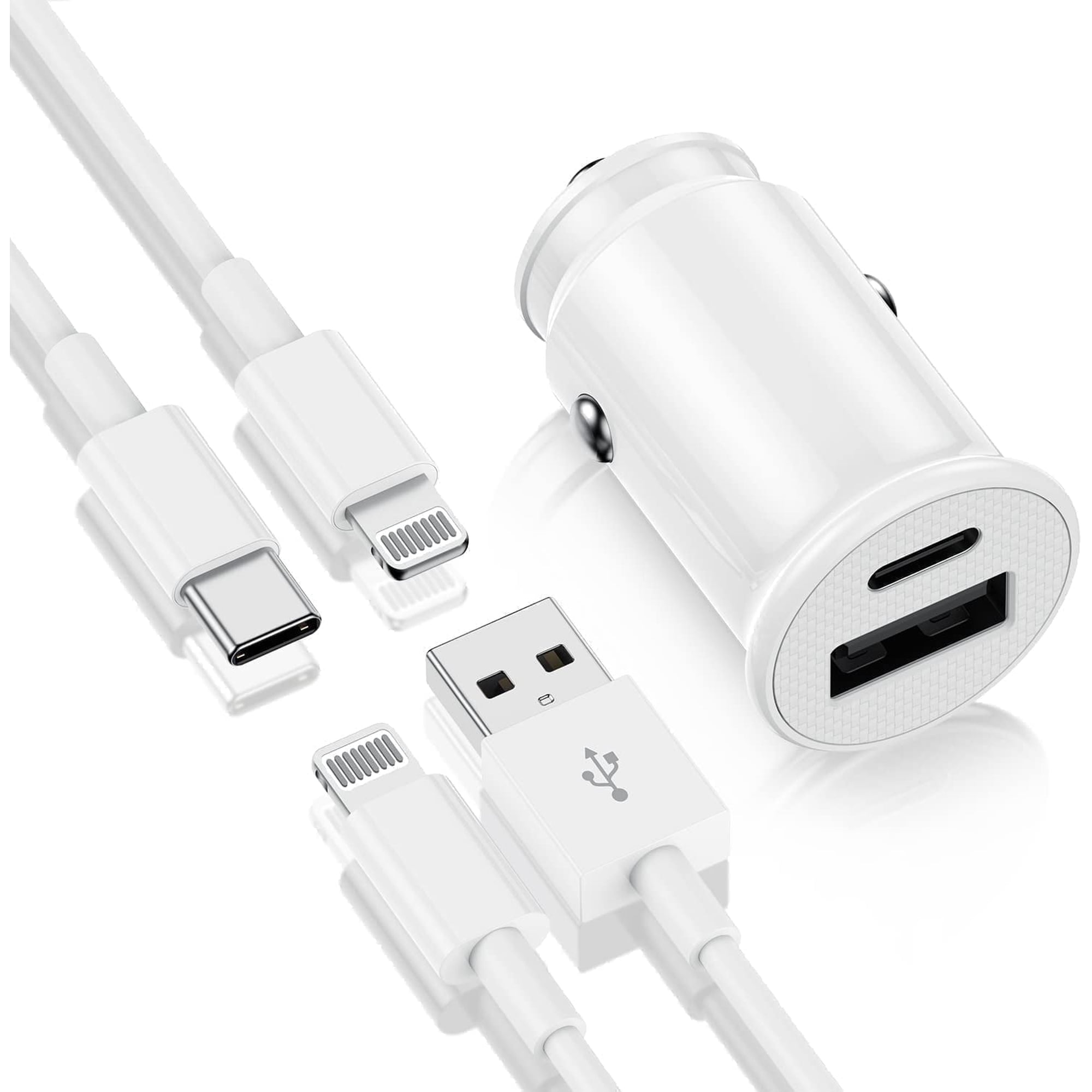 Compatible with iPhone Fast Car Charger,Car Charging Adapter Dual Port USB A and USB C Plug with 2Pack 6ft Charging Cable Compatible for iPhone 14 13 12 11 Pro Max XR XS X 8Plus SE,Case