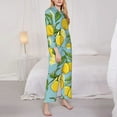 thumbnail image 4 of Kll Lemon Print Women'S Long Sleeve Pajamas With Pants Sleepwear Loungewear 2 Set-Small, 4 of 9