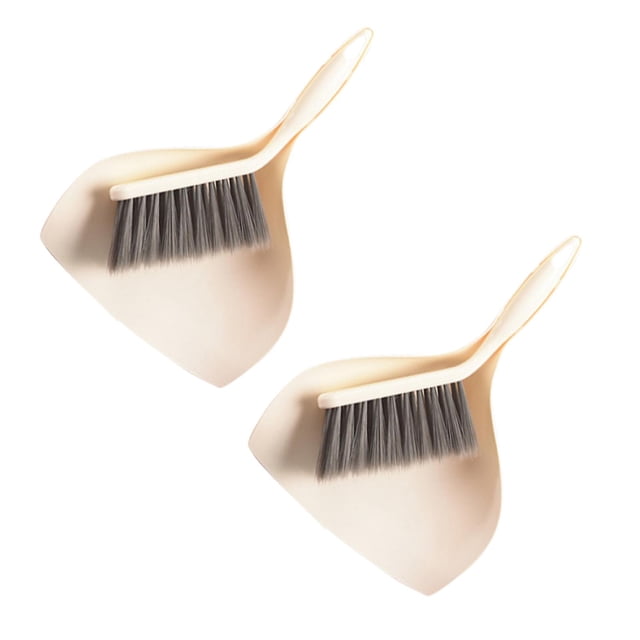 Oleegame 2PC Cleaning Brush Mini Dustpan And Brush Set Lightweight Handheld DustA Pan With Brush Beige