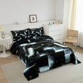thumbnail image 3 of Video Game Queen Comforter Set Teens Aesthetic Neon Plaid Bedding Set, Gamepad Gamer Bedding Comforter Sets Black and Grey Duvet Set, Modern Glowing Futuristic Cubes Quilted Comforter, 3 of 7