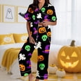 thumbnail image 2 of Halloween Loungewear Set for Women Ghost Pumpkin Graphic Printed 2 Piece Pajama Set Short Sleeve Notch Collar Casual Soft Sleepwear, 2 of 5