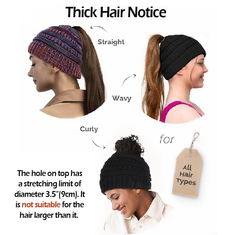 IC ICLOVER Winter Hat Ponytail Beanie Hat for Women, Soft 