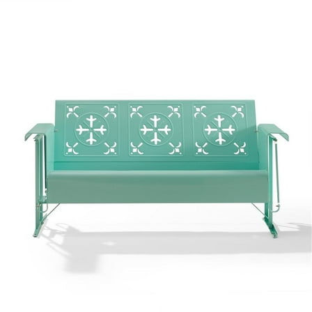 Maklaine Contemporary Retro Outdoor Sofa Glider in Aqua Gloss