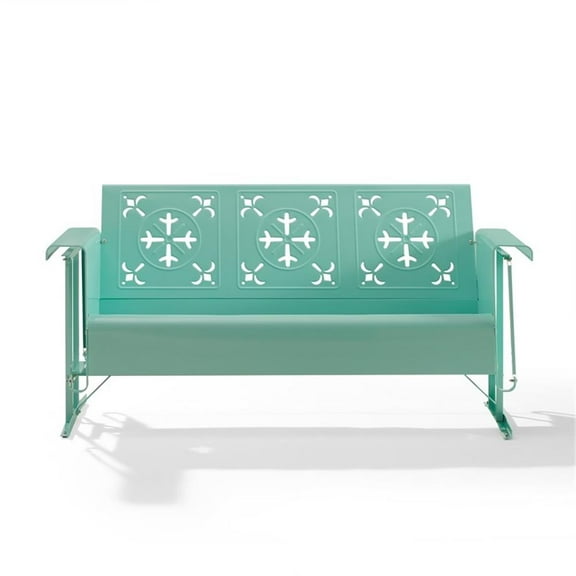 Maklaine Contemporary Retro Outdoor Sofa Glider in Aqua Gloss