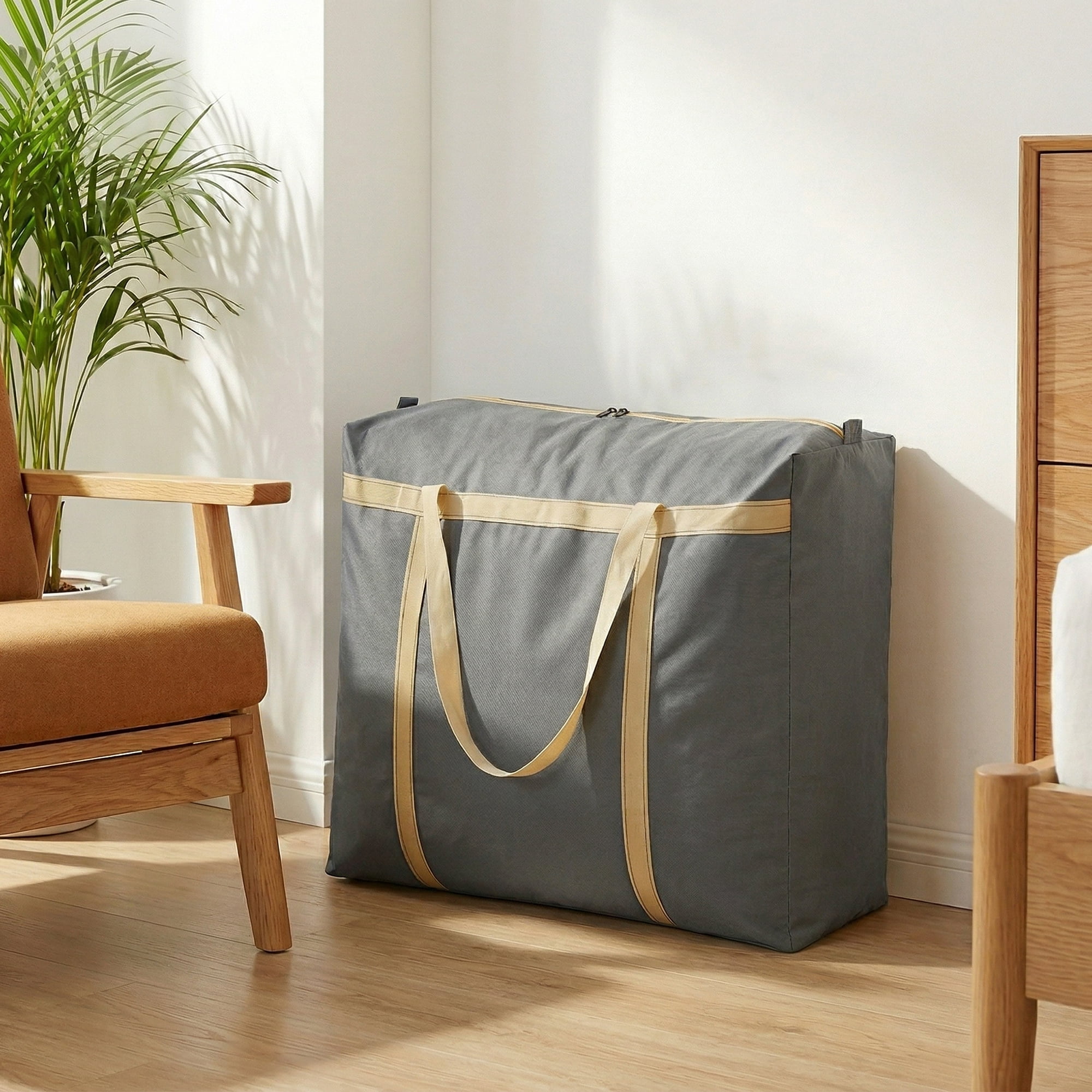 Unique Bargains Foldable Storage Bags for Organizing Clothing Grey 26.8"x9.8"x19.7"