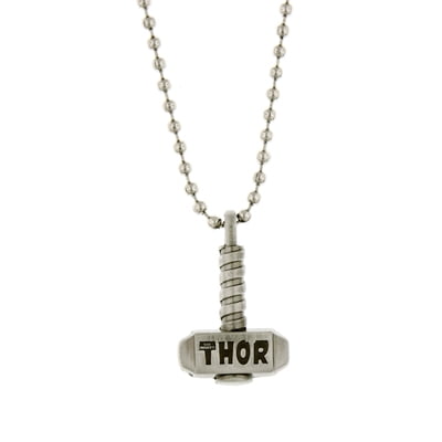 Marvel Silver Tone Thor Hammer Necklace