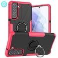 thumbnail image 1 of Nalacover Heavy Duty Bracket Case for Samsung Galaxy S21 FE, Dual-Layers Rugged PC Soft Silicone Shockproof Lens Protection Case with Rotated Ring Holder Kickstand Magnetic Non-Slip Cover,Rose, 1 of 14