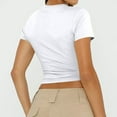 thumbnail image 5 of LISTHA Womens Summer Crop Tops Short Sleeve Summer Slim Fit Crew Neck Shirt Going Out Basic Y2k Cropped T Shirts White XL, 5 of 7