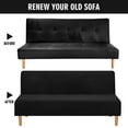 thumbnail image 6 of LiveGo Stretch Velvet Futon Cover Armless Sofa Covers Thick Sofa Bed Slipcover Protector, Black, 6 of 8
