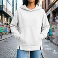 thumbnail image 2 of Falkdiz Loose Sweatshirts for Women Winter Pocket Pullover Hooded Workout Solid Color Travel Casual Womens Hoodies, 2 of 7