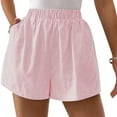 thumbnail image 4 of GZWYHT Shorts for Women Lounge Pants Women Women's Summer Fashionable Casual Loose Back Patch Pocket Striped Shorts Comfy Pants Women Flowy Shorts for Women Pink S, 4 of 8