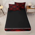 thumbnail image 4 of Homewish Bohemian Skull Zipper Queen Comforter Set with Fitted Sheet and 2 Pillowcases,Black Red Damask Zipper Bedding Set,Halloween Bed Set,Black Reversible,4pcs, 4 of 8