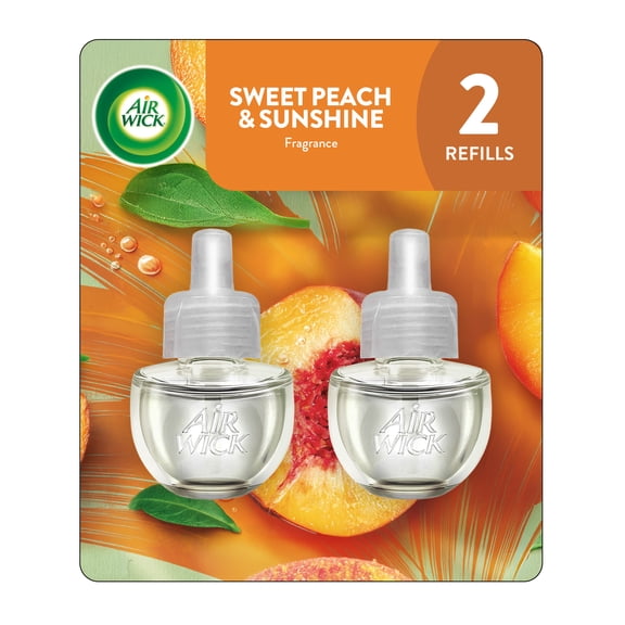Air Wick Plug-In Scented Oil Warmer Refills, Sweet Peach and Sunshine, 2 Pack