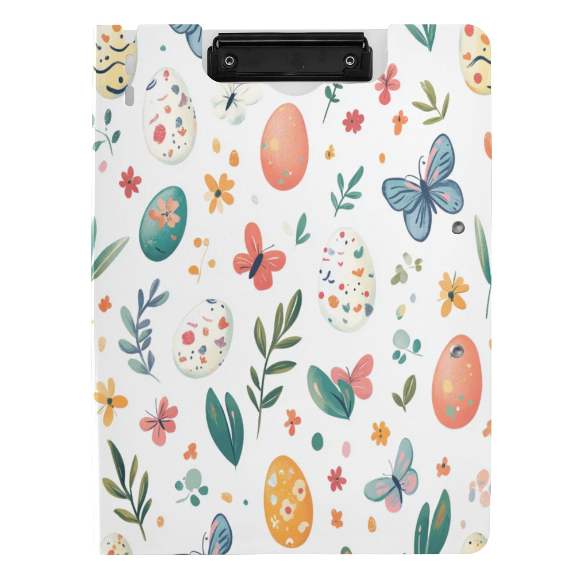 FORMRS A4 Clipboard Folder with Pen Holder Horizontal Foldable School Office Binder, Red Easter Eggs