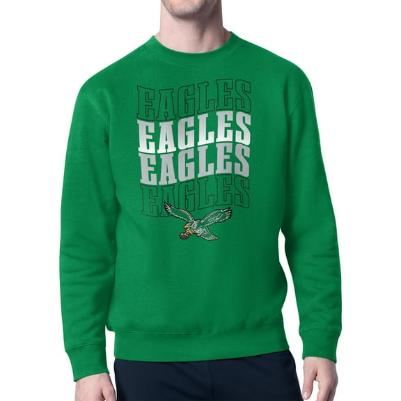 Men's Starter Kelly Green Philadelphia Eagles Team Retro Logo Fleece Tri-Blend Pullover Sweatshirt