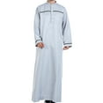 thumbnail image 4 of KIHOUT Clearance Men's and Big Men's Long Sleeve Shirt Standing Neck Pocket Long Shirt Muslim Robe Arab Middle Robe Long Style Embroidered, 4 of 9