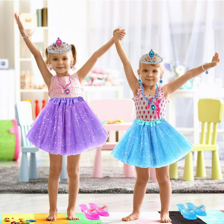princess dresses and shoes Princess Dress Up for Girls,Princess Shoes and Purse Crown Jewelry Toys, Heels,Princess Pretend Play Toy Gift for Kids Girls Christmas Gifts 3-7 Year